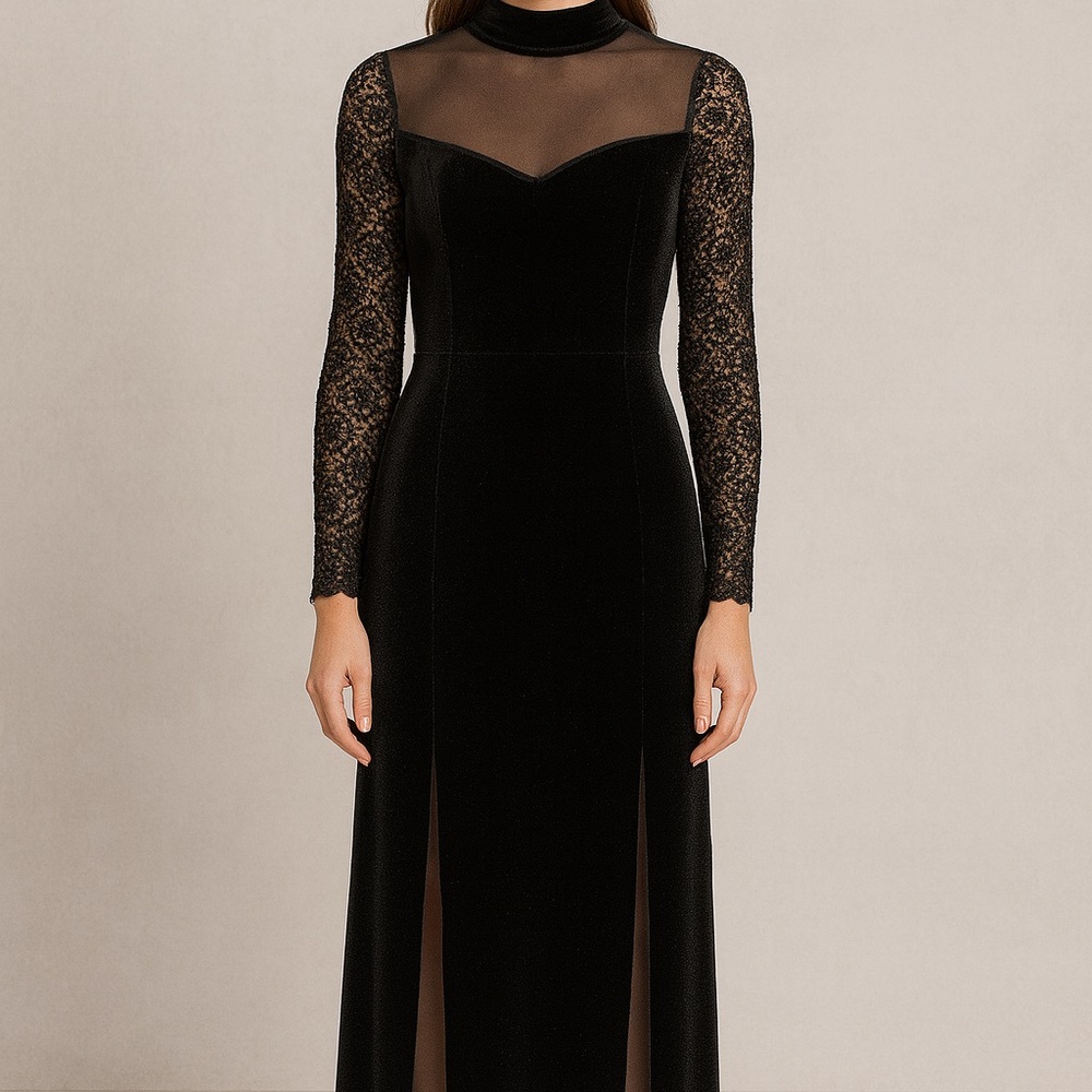 TFNC Black Lace Long Sleeve Dress